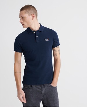 Superdry Organic Cotton Classic Pique Férfi Póló Sötétkék | TWKCU4913